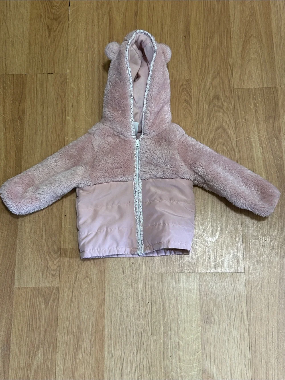 Carter's Light Pink Faux-Fur Hooded Puffer Jacket with Ears Size 9 Months